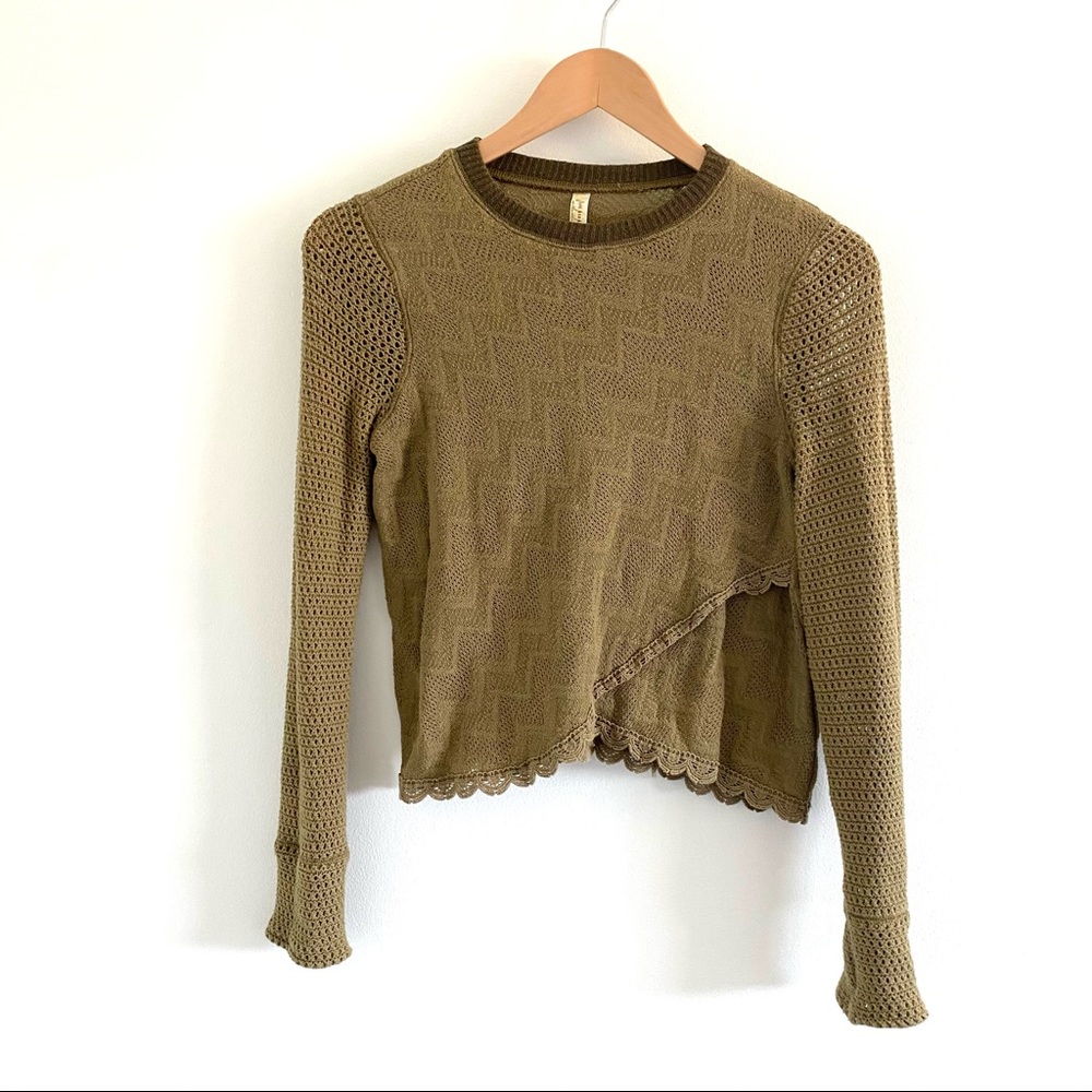 Free People cropped crotchet wrap top — size S